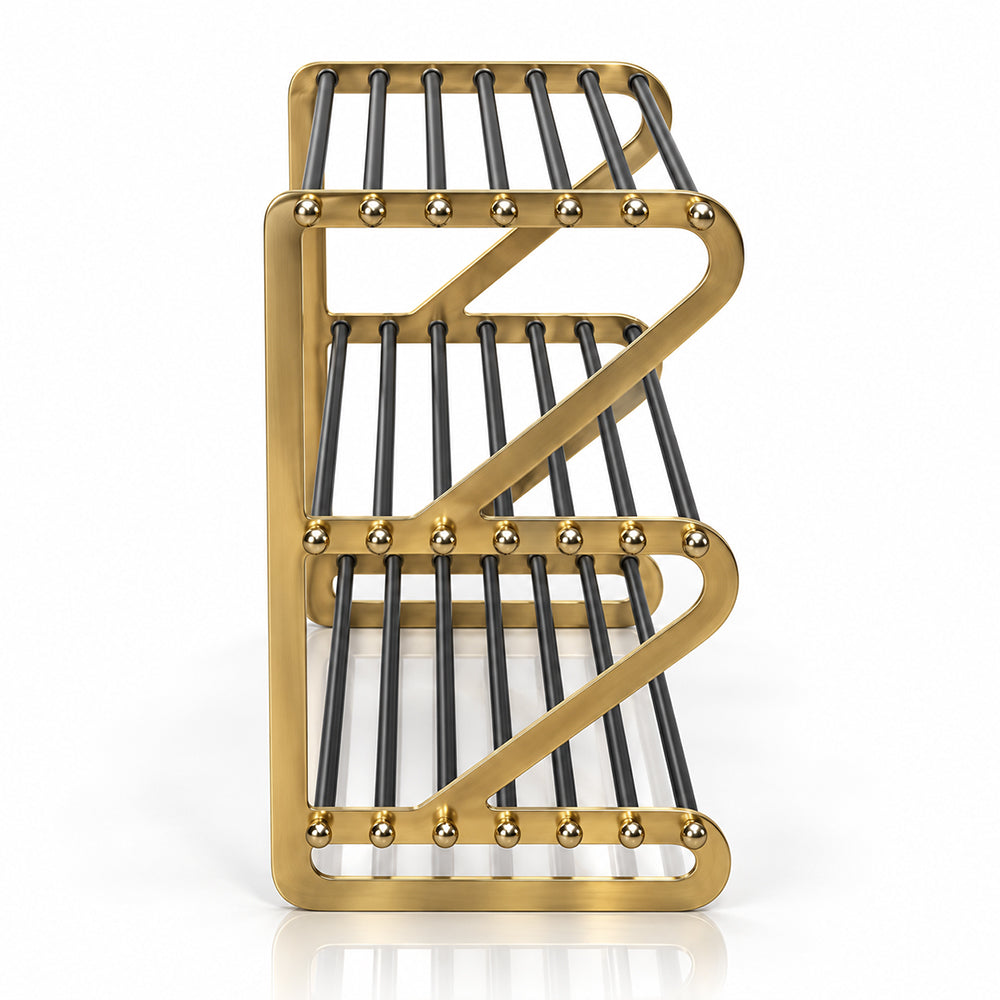 Kael Gold Black Metal Shoe Rack - Product View 3