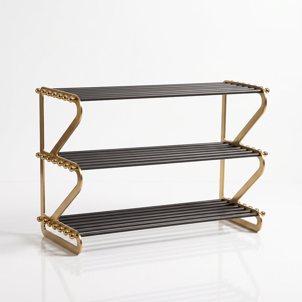 Kael Gold Black Metal Shoe Rack - Product View 4