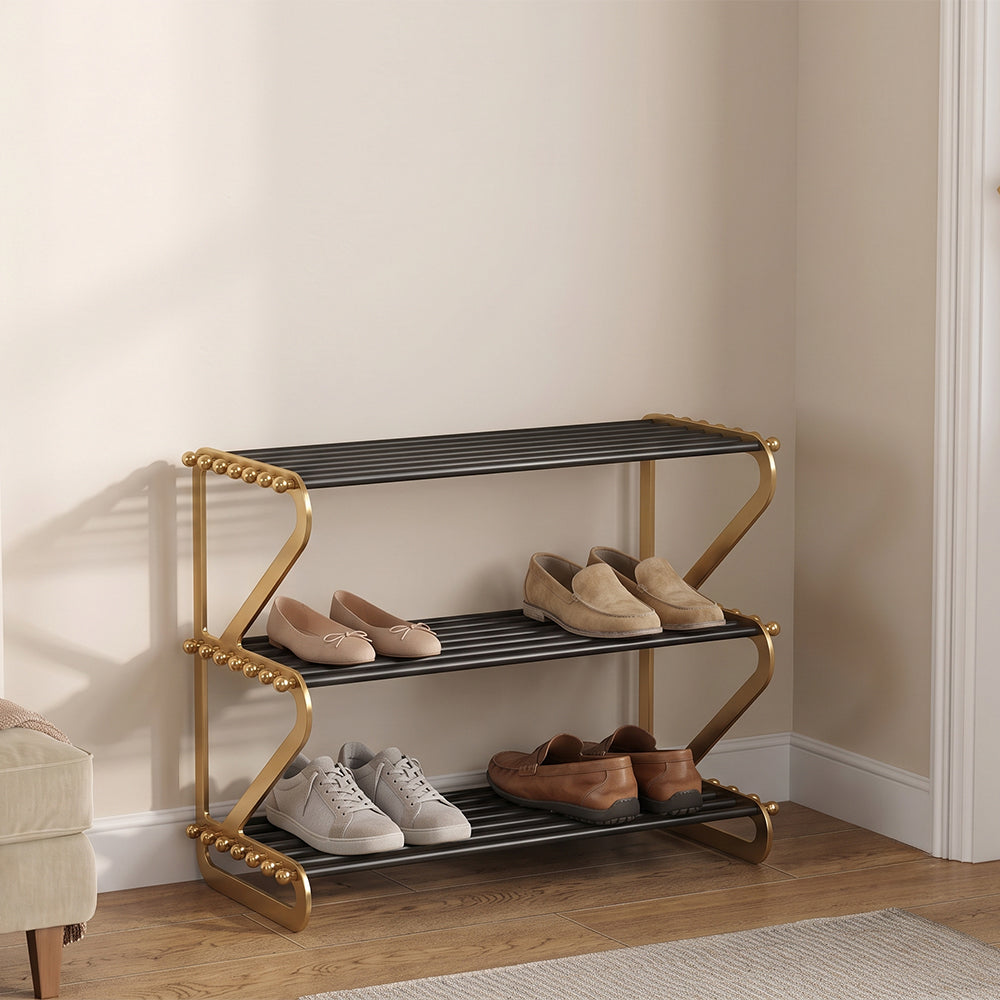 Kael Gold Black Metal Shoe Rack - Product View 5