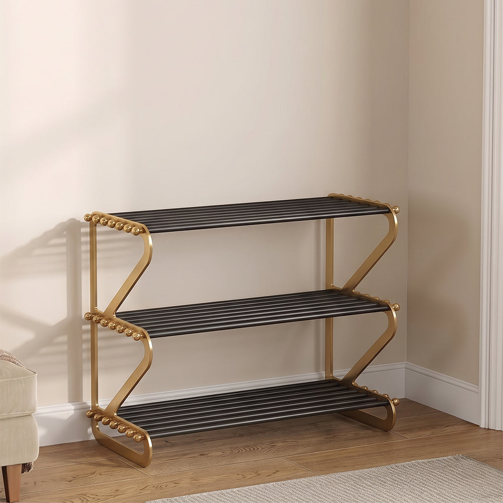 Kael Gold Black Metal Shoe Rack - Product View 6
