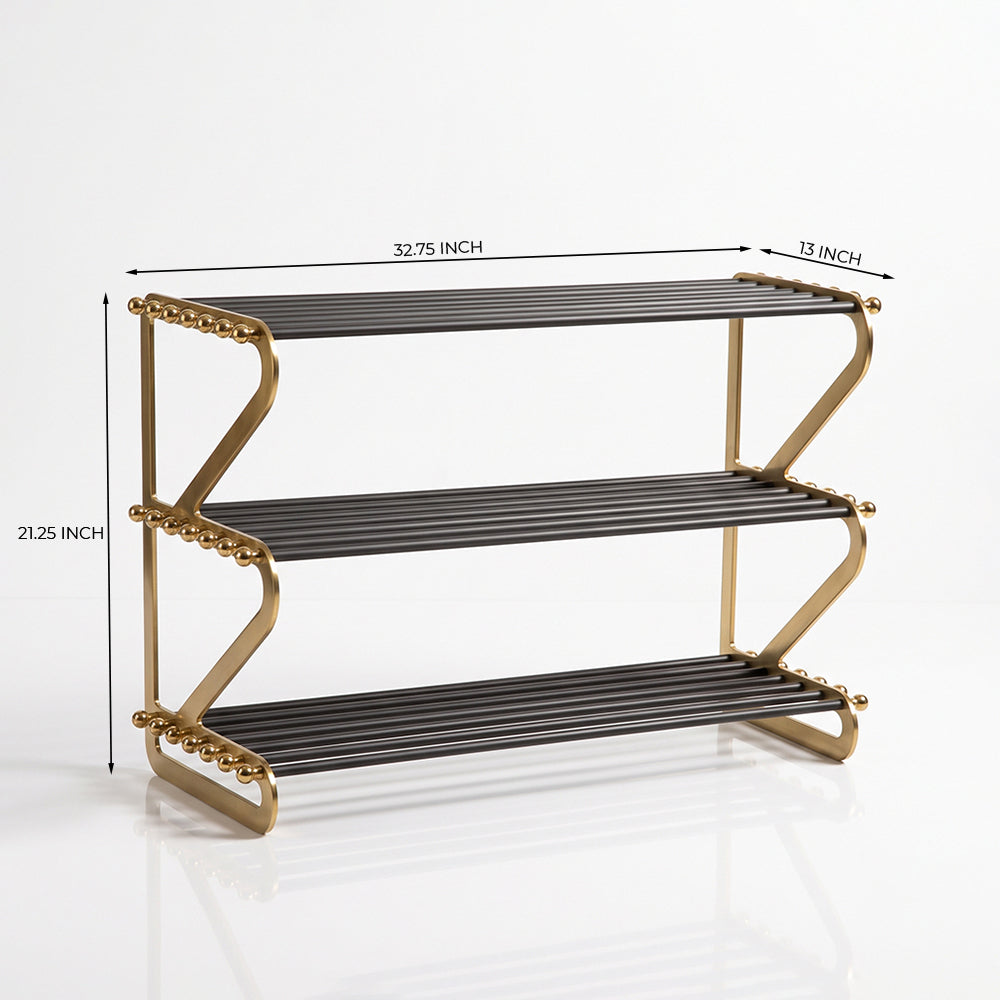 Kael Gold Black Metal Shoe Rack - Product View 7