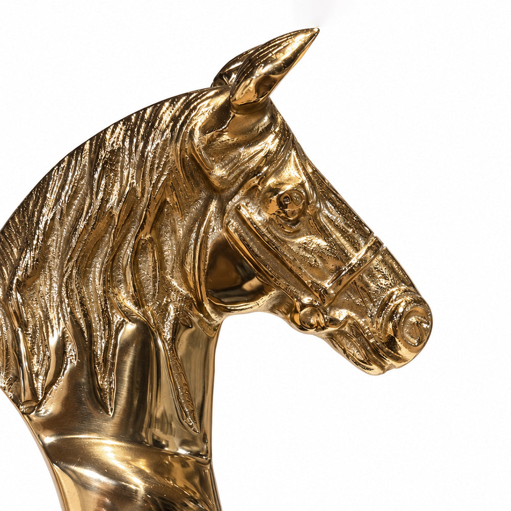 Lune Metal Horse Decorative Object with Black Glass Marble Base - Product View 2