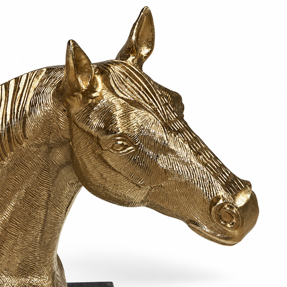 Nori Metal Horse Decorative Object with Green Granite Marble Base - Product View 2