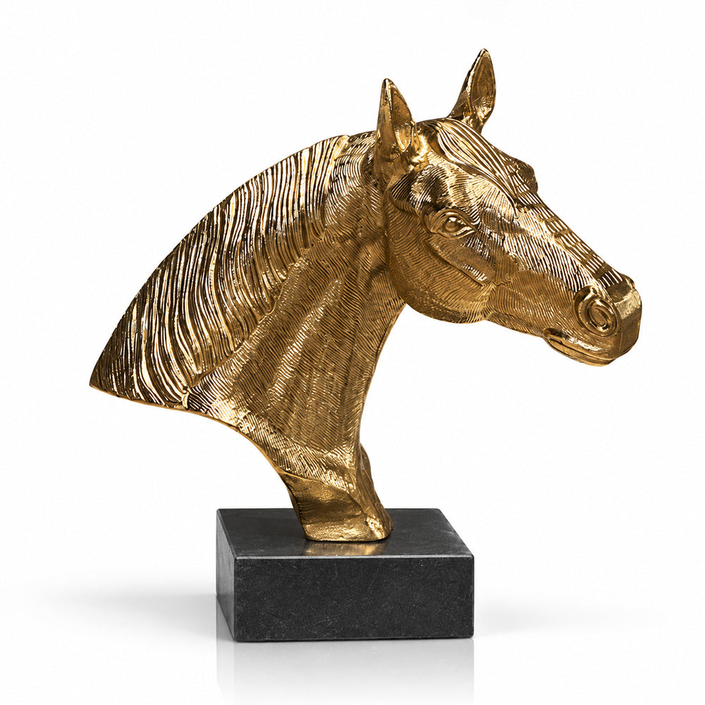 Nori Metal Horse Decorative Object with Green Granite Marble Base - Product View 4