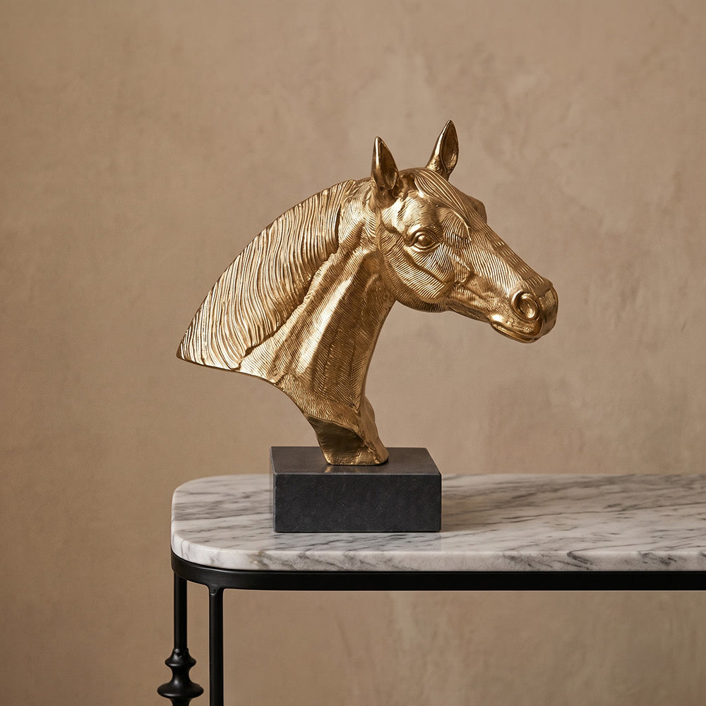 Nori Metal Horse Decorative Object with Green Granite Marble Base - Product View 6