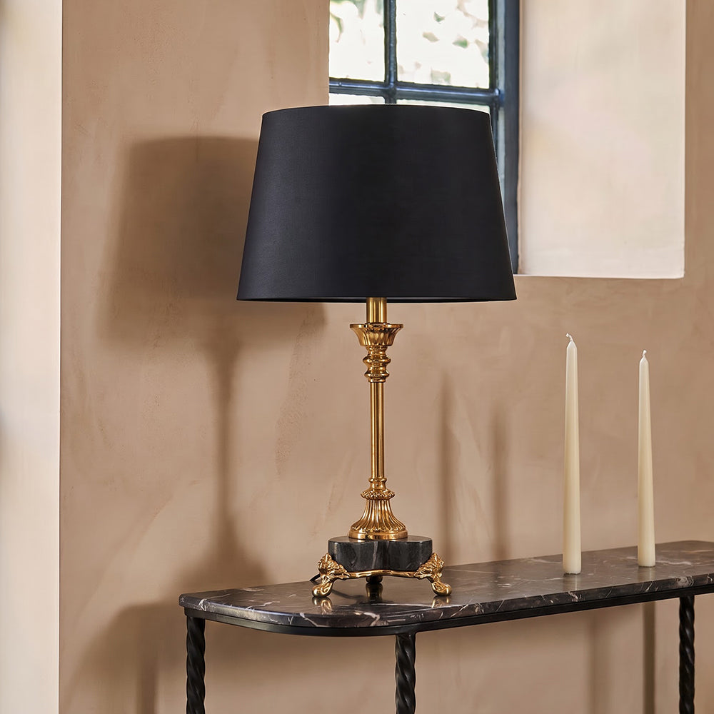 Remi Metal Marble Table Lamp with Black Shade - Product View 6