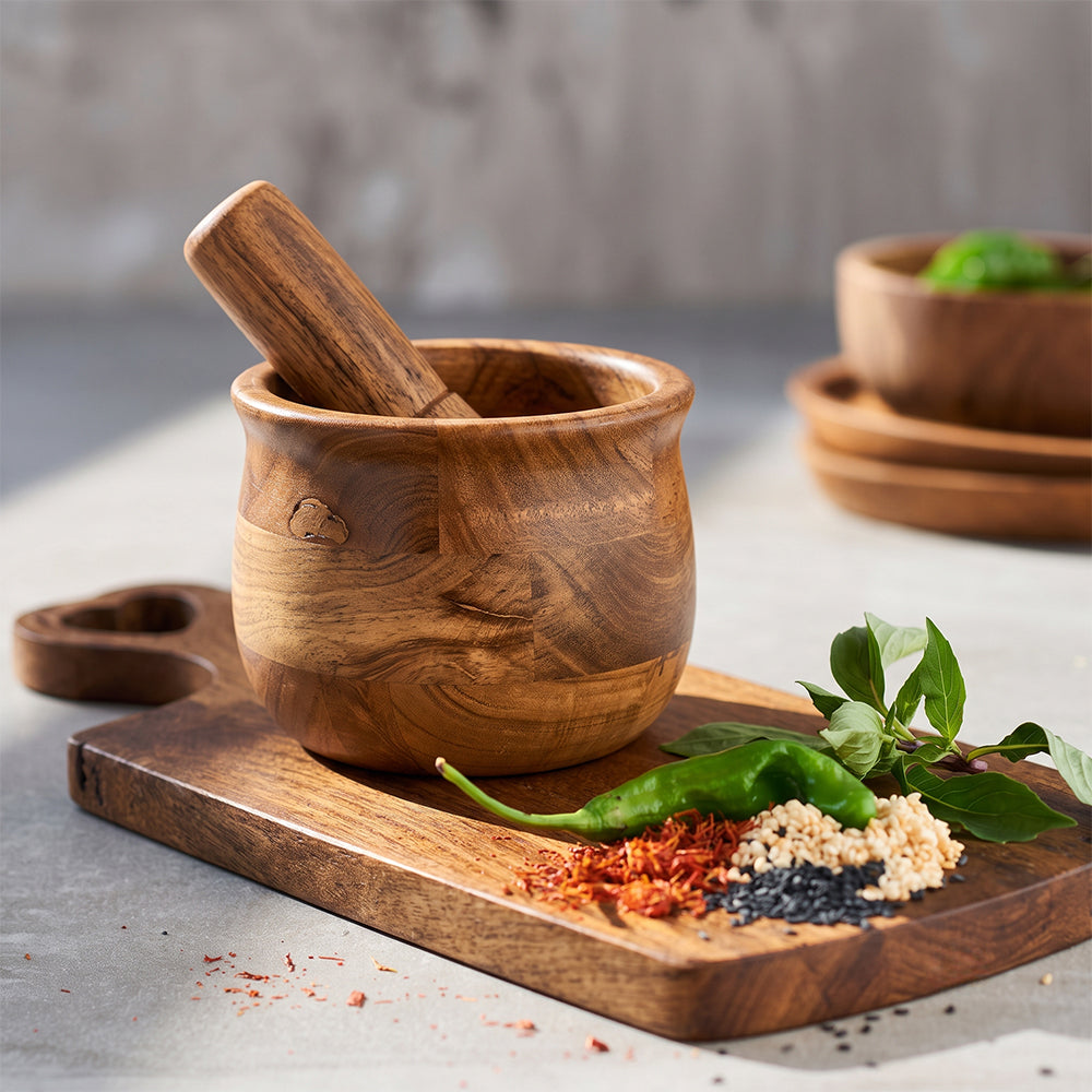 Aspen Acacia Wood Mortar and Pestle Set - Product View 5