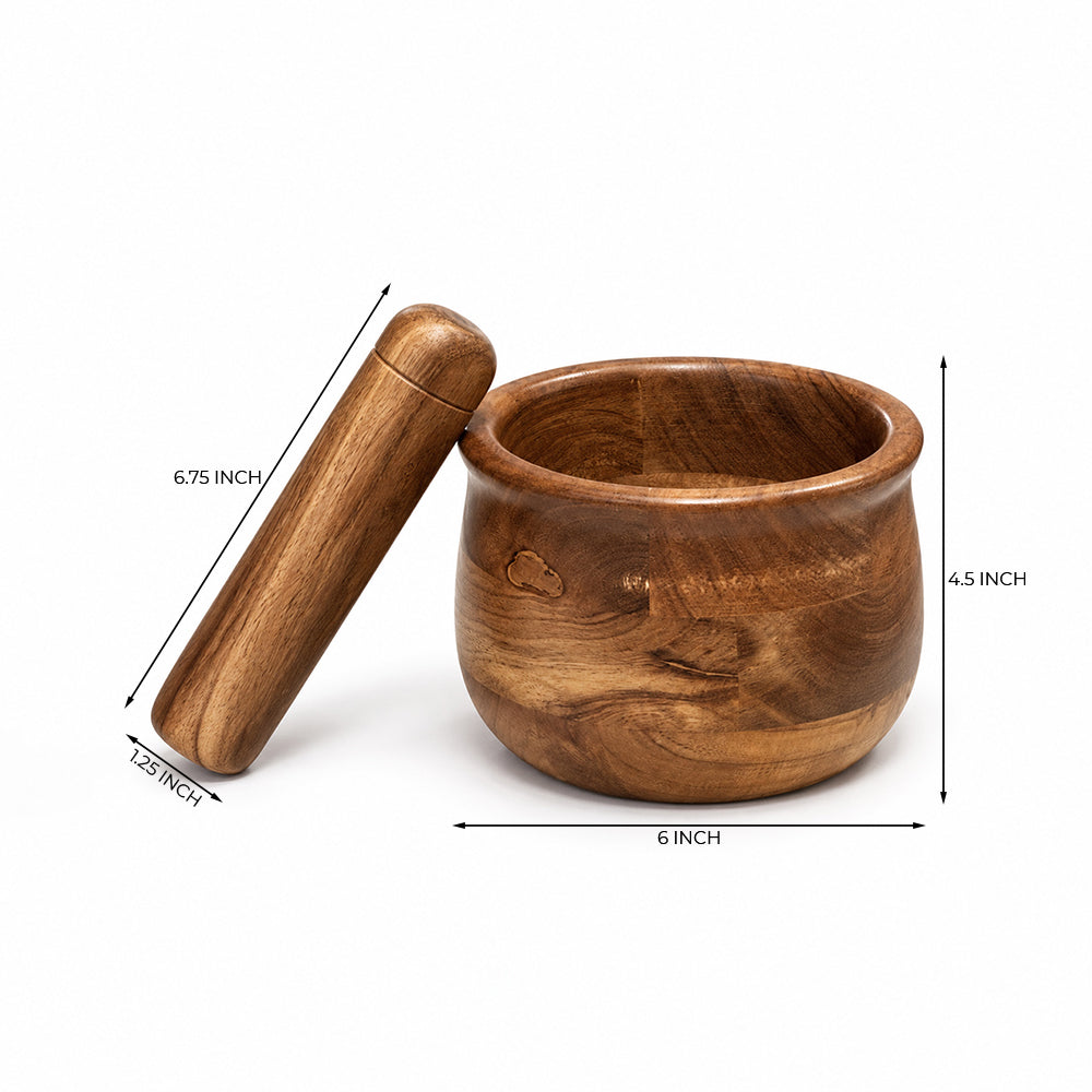 Aspen Acacia Wood Mortar and Pestle Set - Product View 6