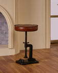 Masque Leather Stool with Iron