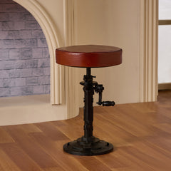 Asturius Leather Stool with Iron
