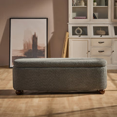 Mavis Boucle Bench with Wood - Grey