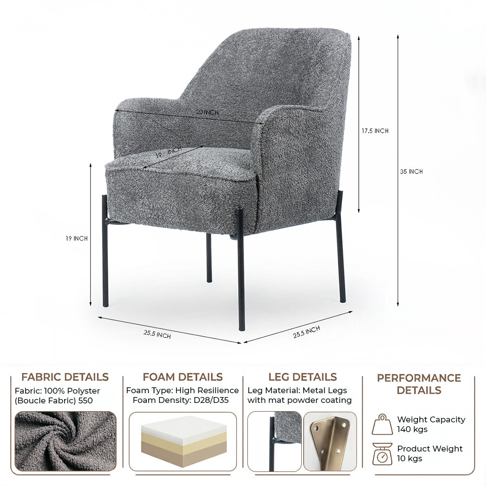 Ironveil Modern Armchair - Grey