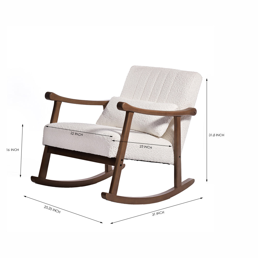 Margaret Rubberwood Rocking Chair- Cotton