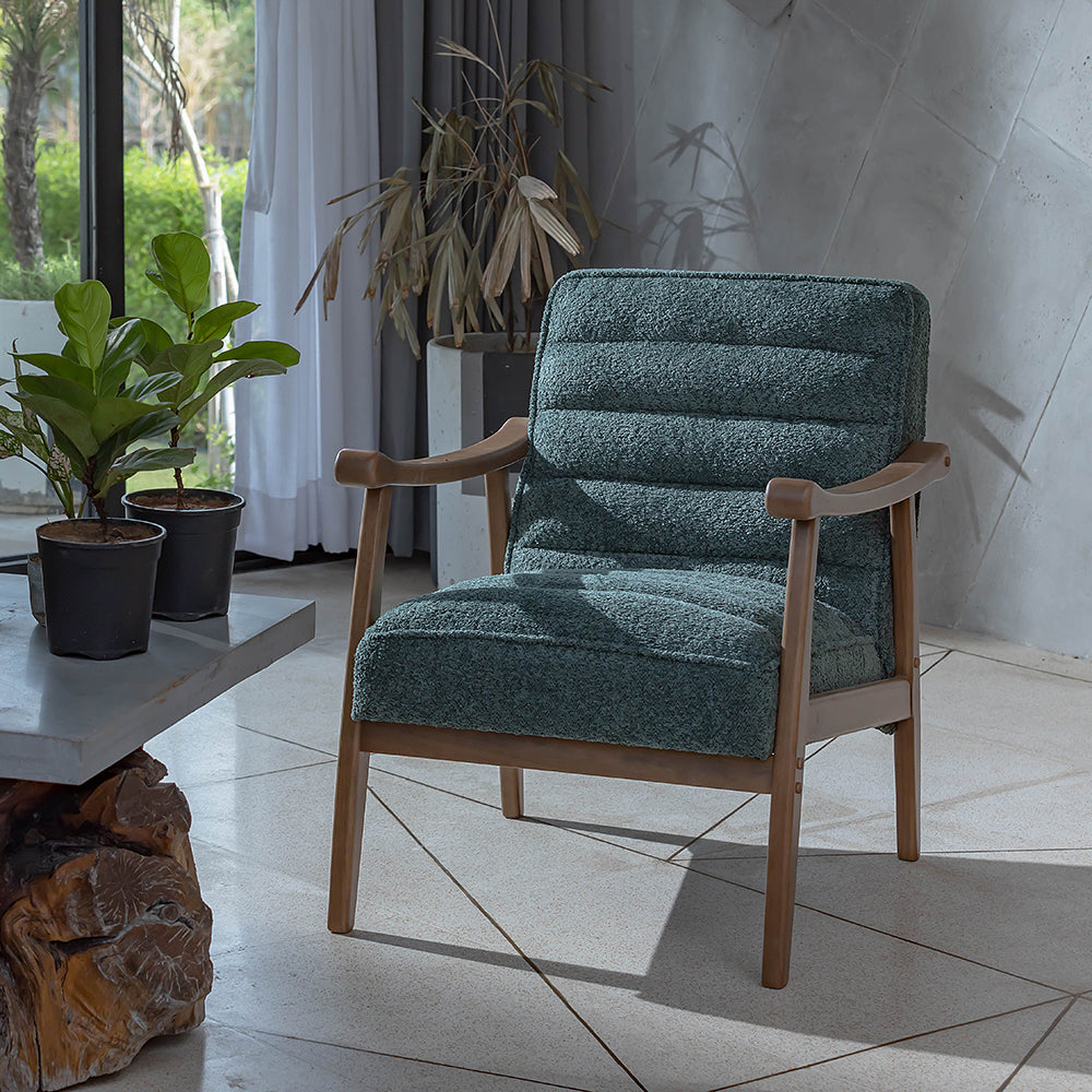 Tulsa Petal Wooden Armchair - Dark Green