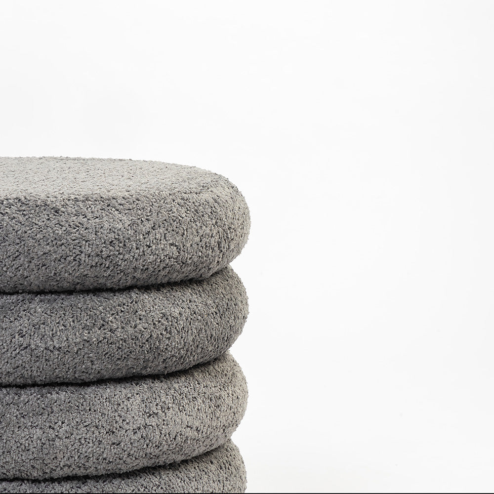 Elves Boucle Plywood Pouf - Grey