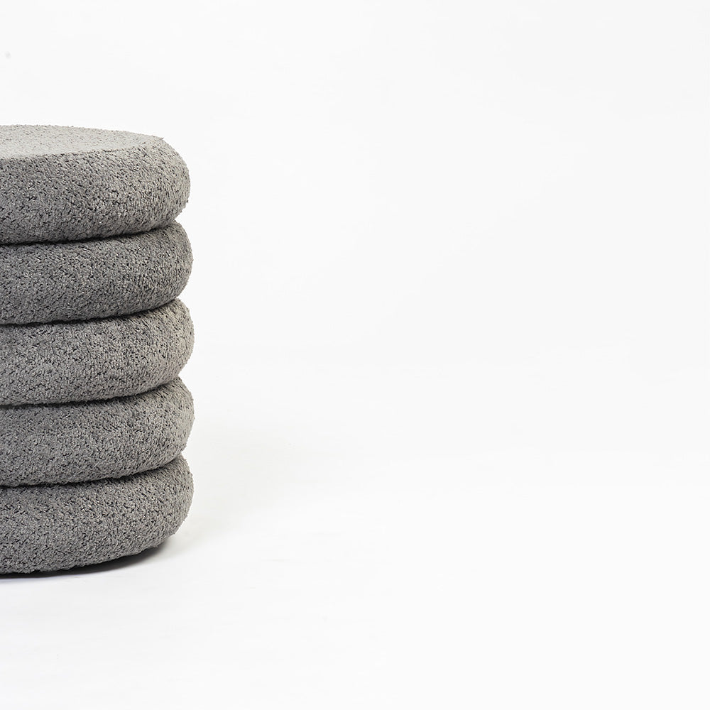 Elves Boucle Plywood Pouf - Grey