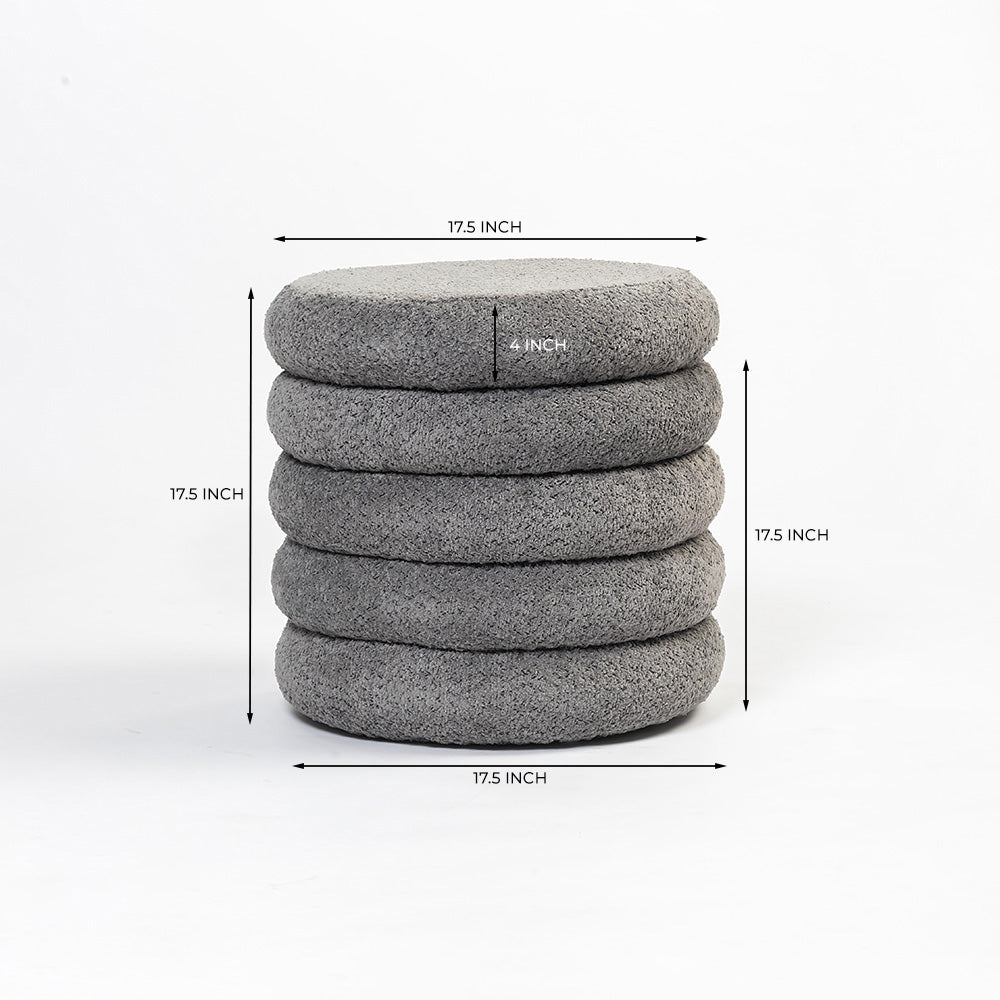 Elves Boucle Plywood Pouf - Grey