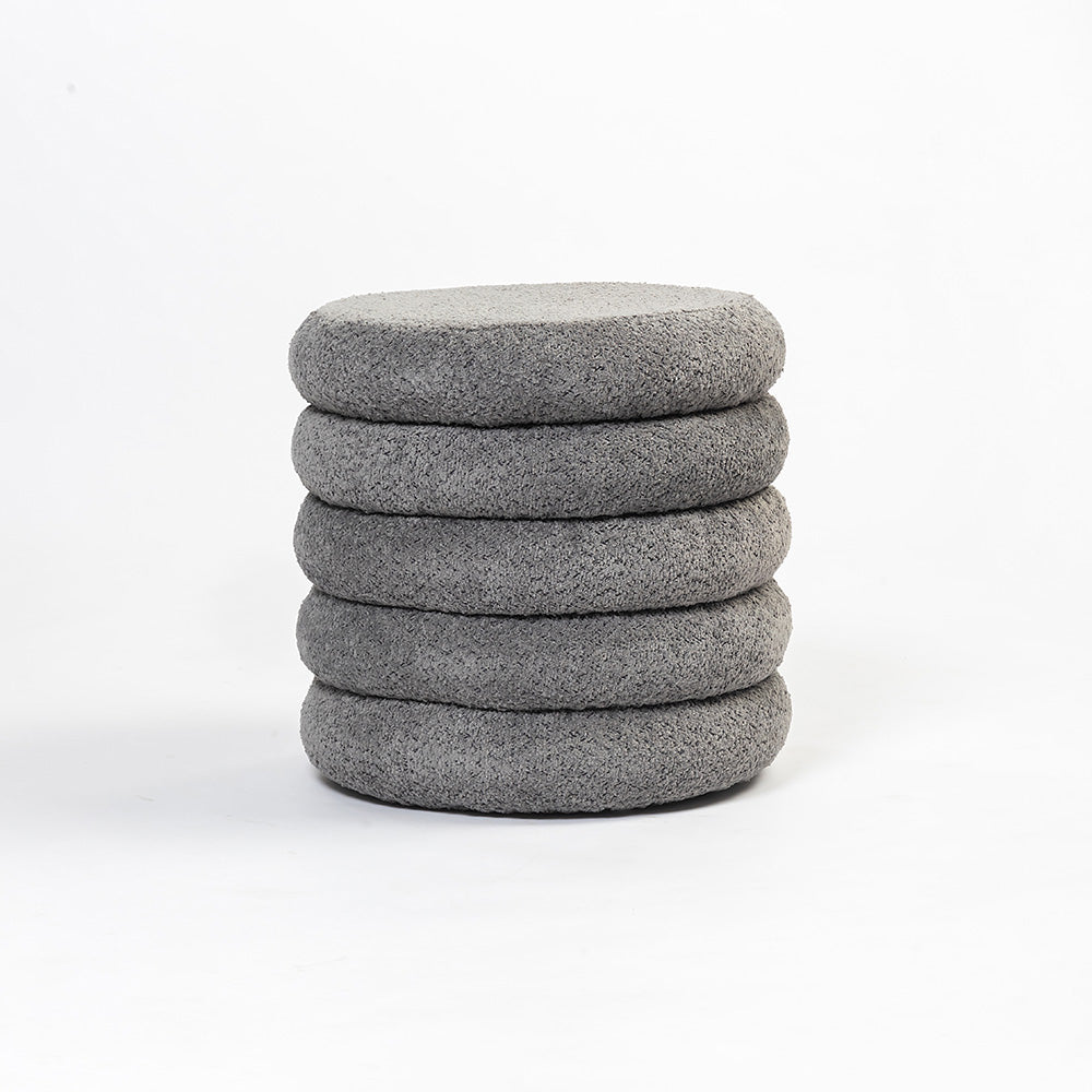 Elves Boucle Plywood Pouf - Grey