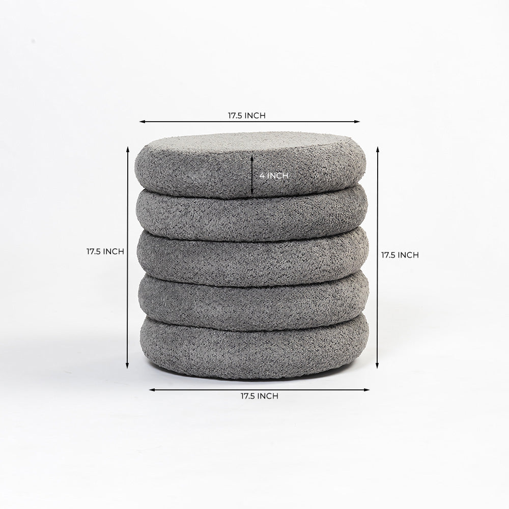 Elves Boucle Plywood Pouf - Grey