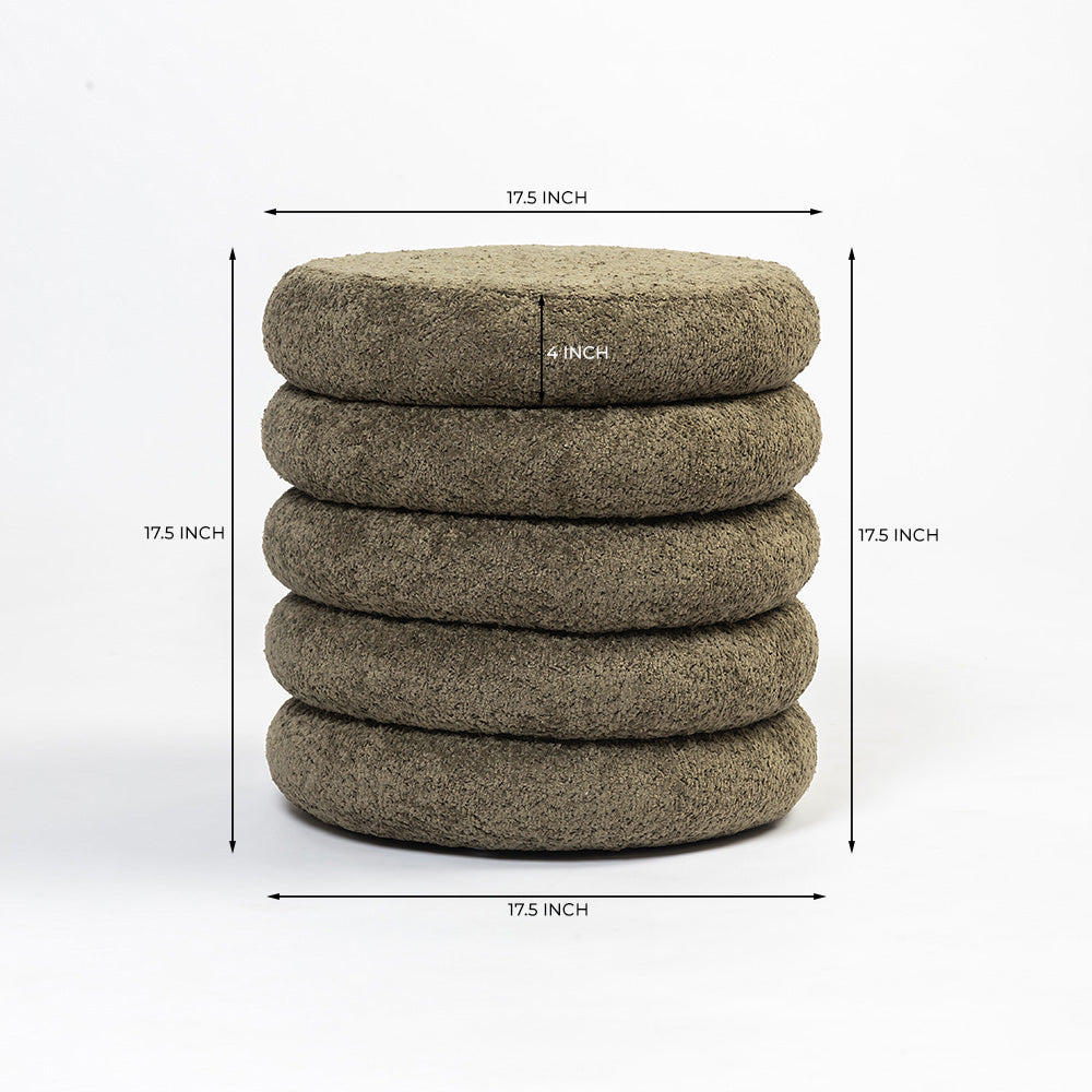 Elves Boucle Plywood Pouf - Green