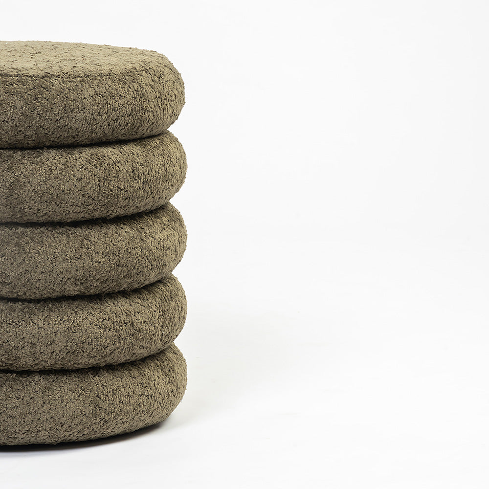 Elves Boucle Plywood Pouf - Green