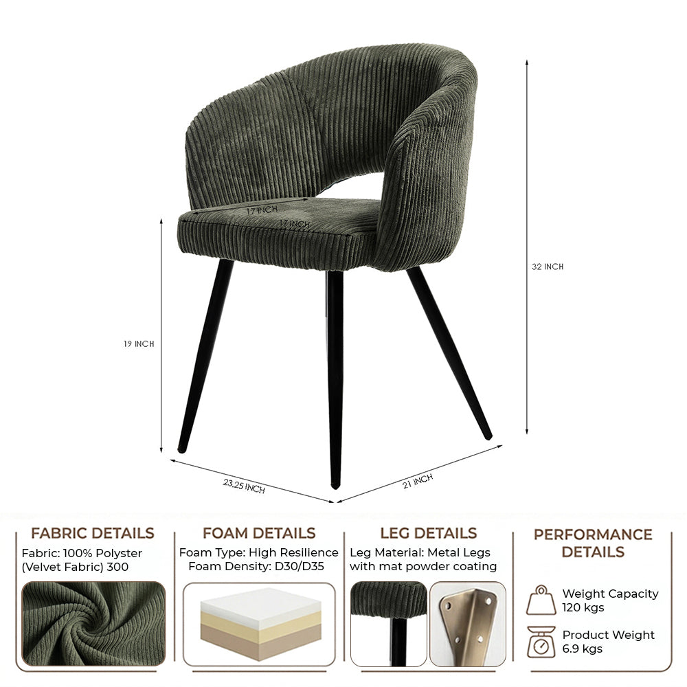 Iron Leaf Dining  Chair - Olive Green