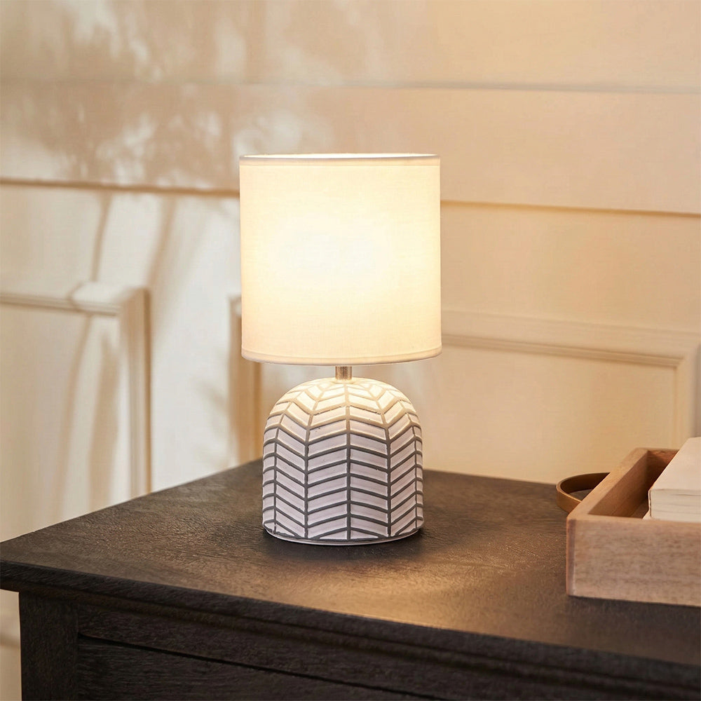 Orion Ceramic Fabric Shade Table Lamp - White