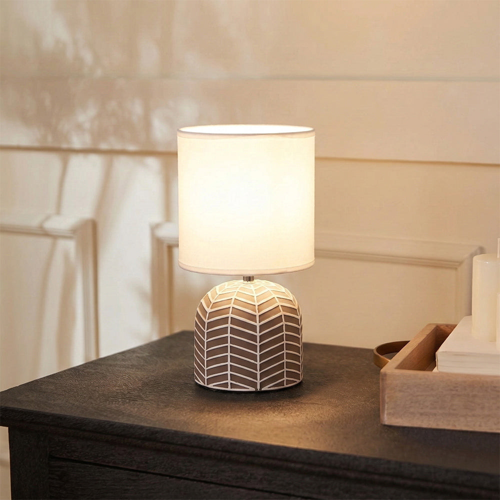 Orion Ceramic Fabric Shade Table Lamp - Brown