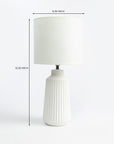 Obsedian Silk Ceramic Fabric Shade Table Lamp - White