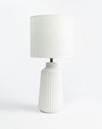 Obsedian Silk Ceramic Fabric Shade Table Lamp - White