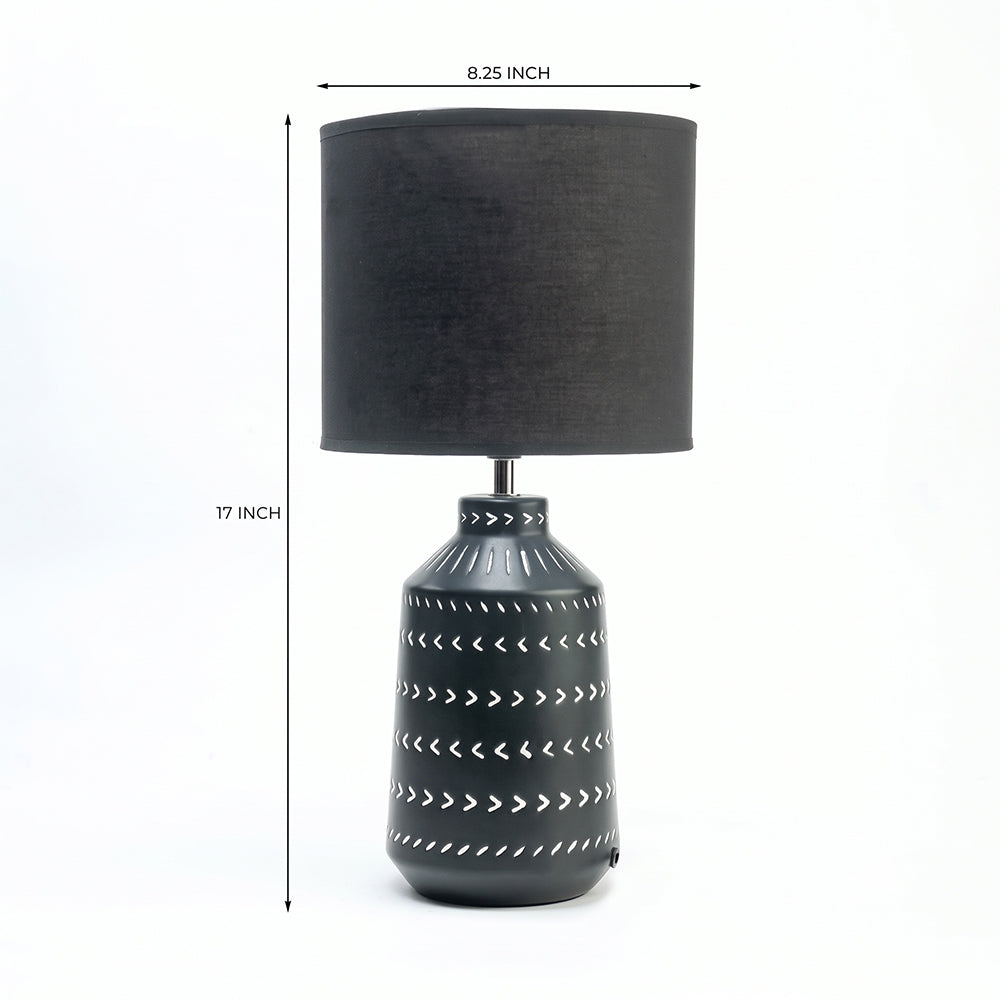 Luna Lavishness Black Ceramic Table Lamp with Fabric Shade