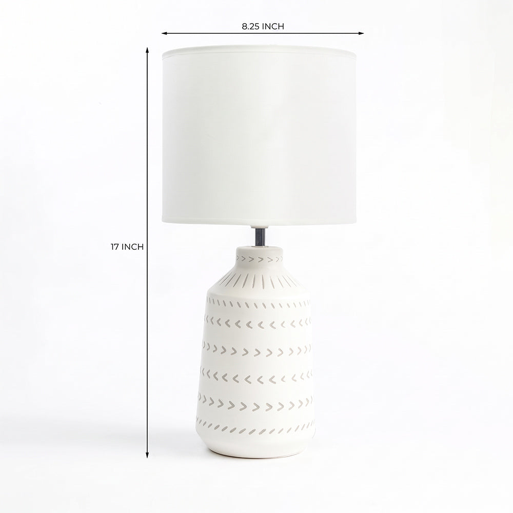 Luna Lavishness Off White Ceramic Table Lamp with Fabric Shade
