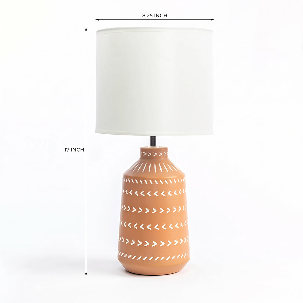 Luna Lavishness Orange Ceramic Table Lamp with Fabric Shade