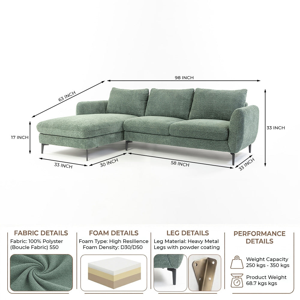 Nova Niche 3 Seater Sofa - Green