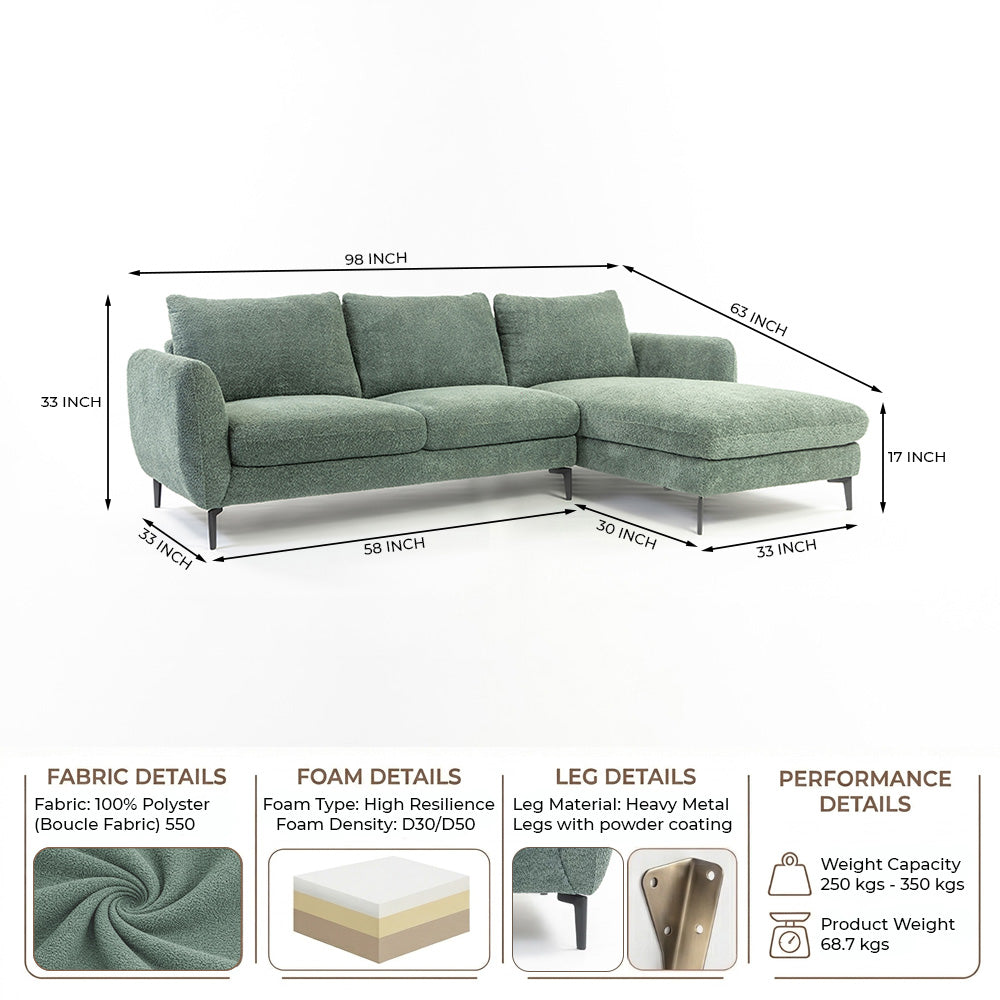 Nova Niche 3 Seater Sofa - Green