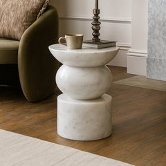 Booke White Purple Marble Accent Table