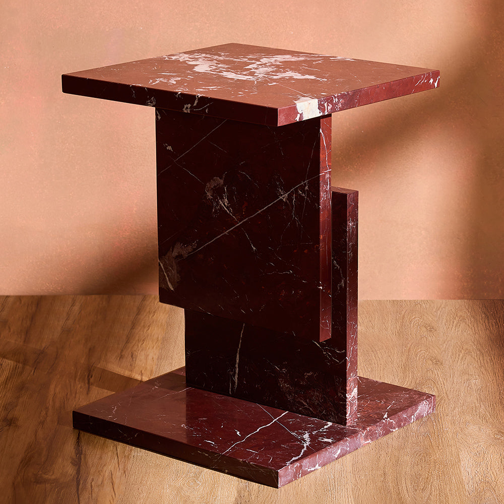 Shad Red Marble Accent Table