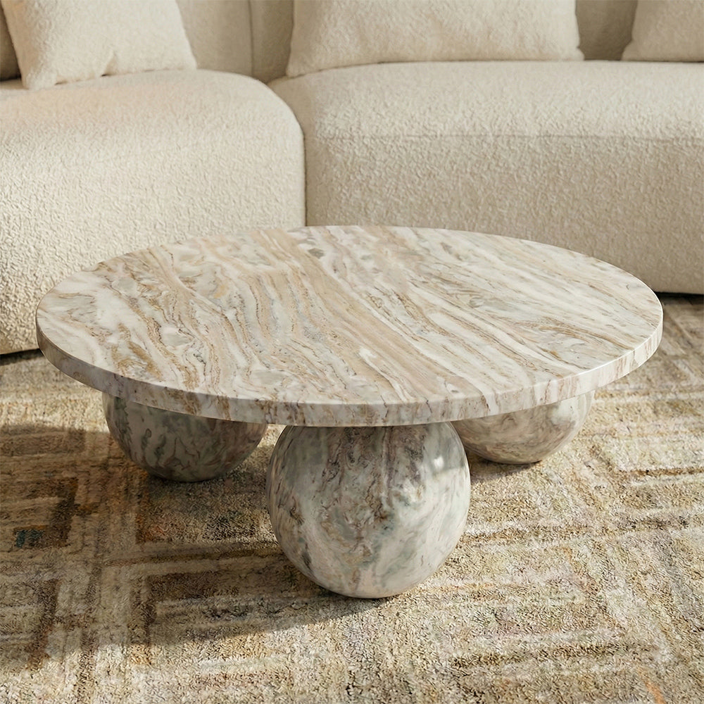 Bejoy Butterscotch Marble Round Coffee Table