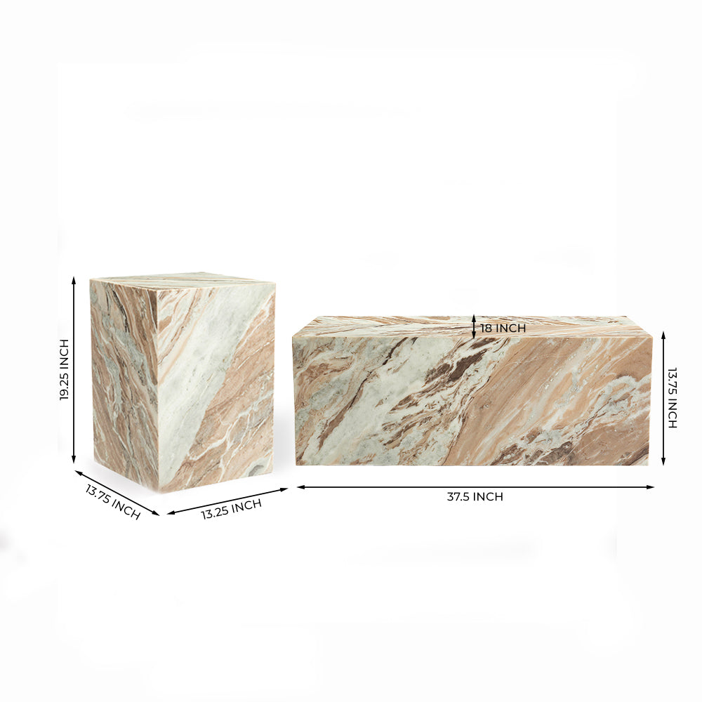 Butterscotch Indian Marble Coffee Table Set of 2