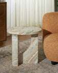 Crescent Vein Marble Accent Table