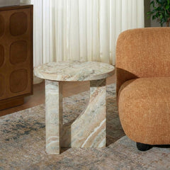 Crescent Vein Marble Accent Table