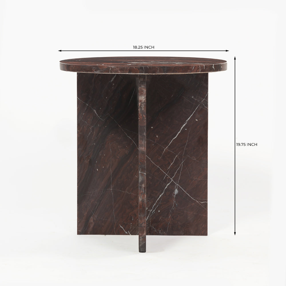 Red Marble Latch Accent Table