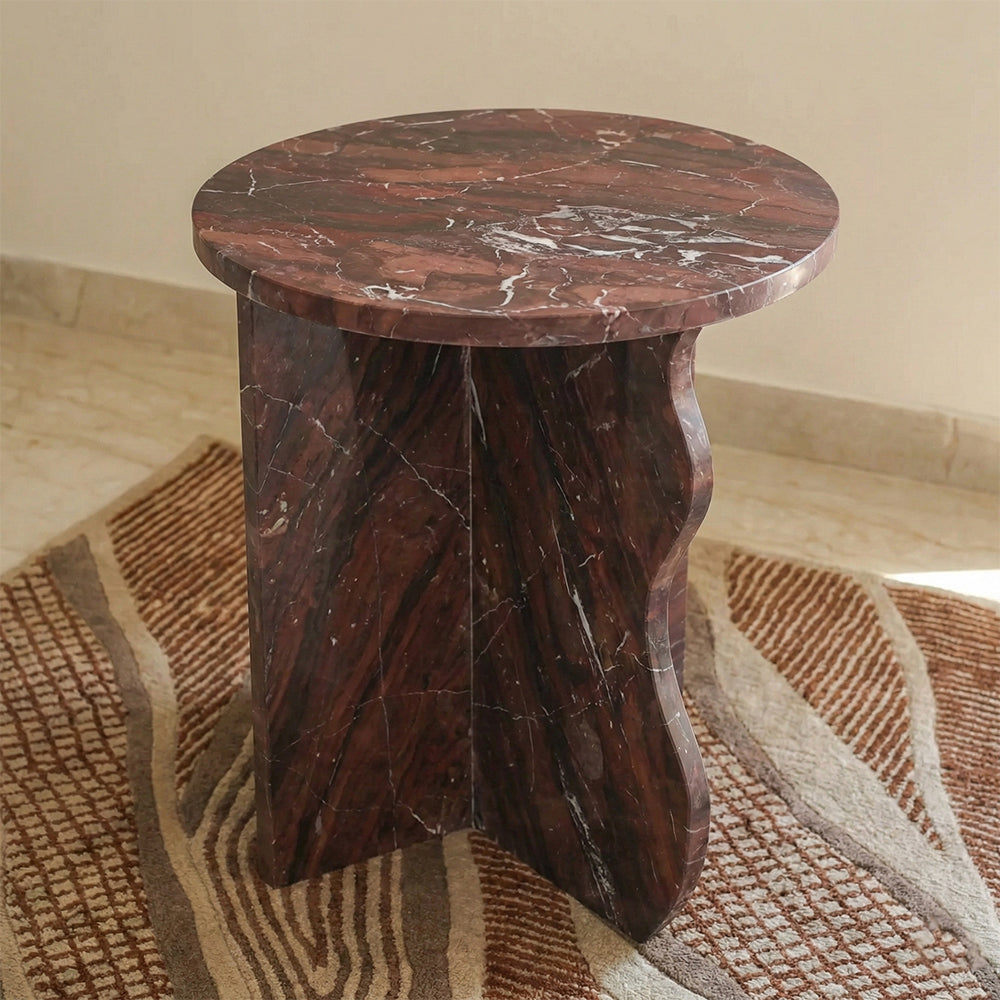 Red Marble Latch Accent Table