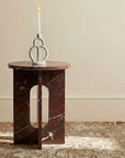 Red Marble Disclo Accent Table