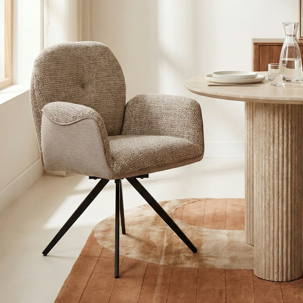 Boucle Scoot Dining Chair with Metal