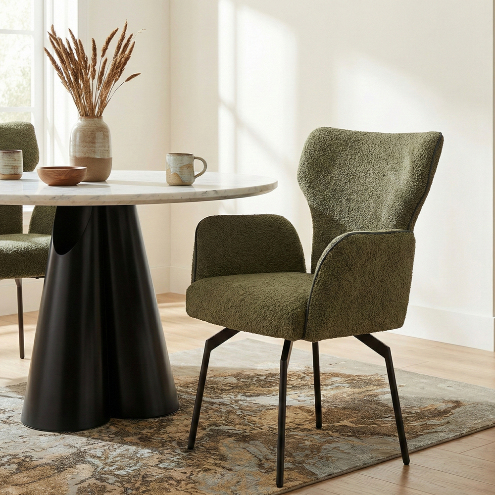 Boucle Aveno Dining Chair with Metal
