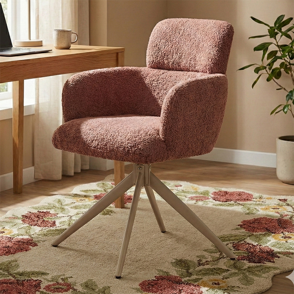 Boucle Babad Dining Chair with Metal- Swivel