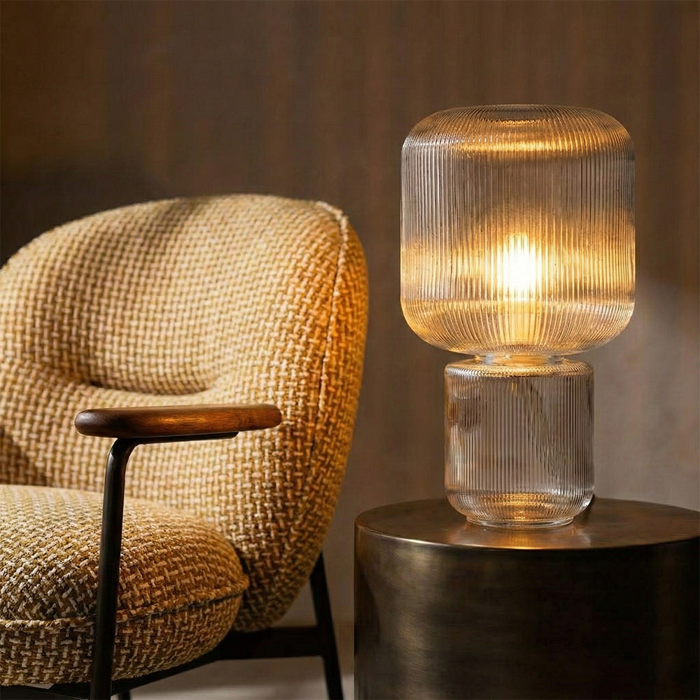 Murdun Glass Table Lamp - Smokey Grey