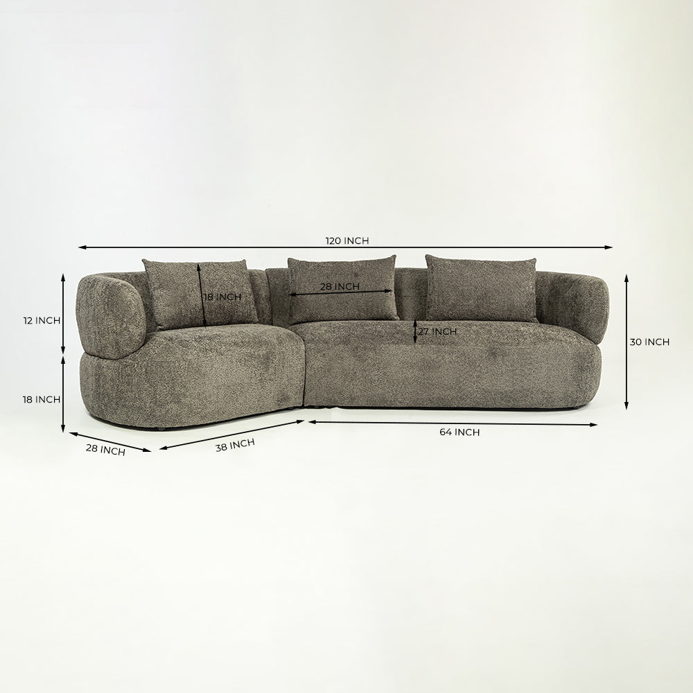 Breeze Boucle 5 Seater Sofa - Dark Grey