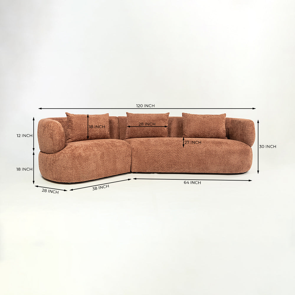 Breeze Boucle 5 Seater Sofa - Rose Brown